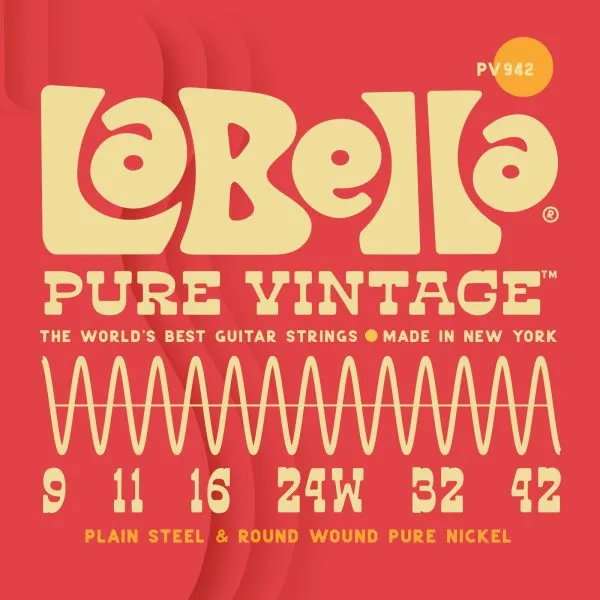Juego de Cuerdas La Bella para Guitarra Eléctrica Pure Vintage 9-42 Juego de Cuerdas La Bella para Guitarra Eléctrica Pure Vintage 9-42