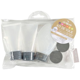 Jet Lag Kit Viaje 3 Frascos 80ml/50ml y 2 Botes 12ml con Bolsa Zip
