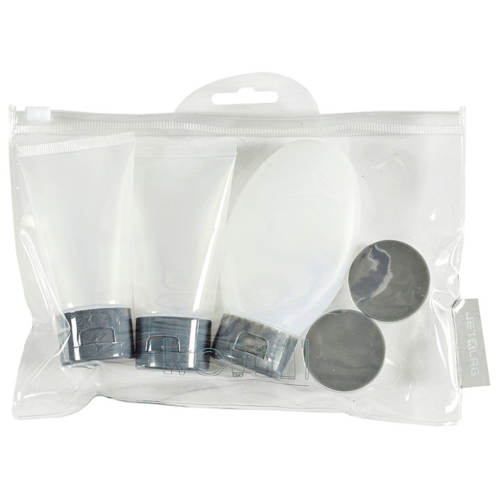 Jet Lag Kit Viaje 3 Frascos 80ml/50ml y 2 Botes 12ml con Bolsa Zip