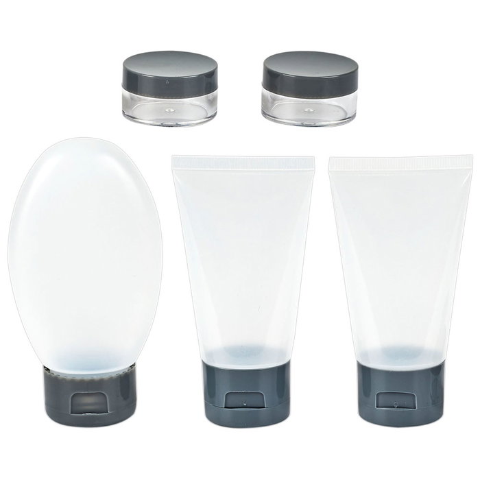 Jet Lag Kit Viaje 3 Frascos 80ml/50ml y 2 Botes 12ml con Bolsa Zip