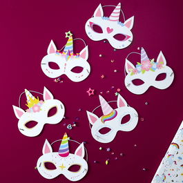 Party Time Juego De 6 Caretas Fiesta Unicornio