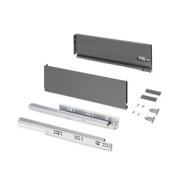 Emuca Cajón exterior Protone 30kg con guías de extracción total y cierre suave, Altura 131mm, profundidad 450mm, Acero, Gris antracita