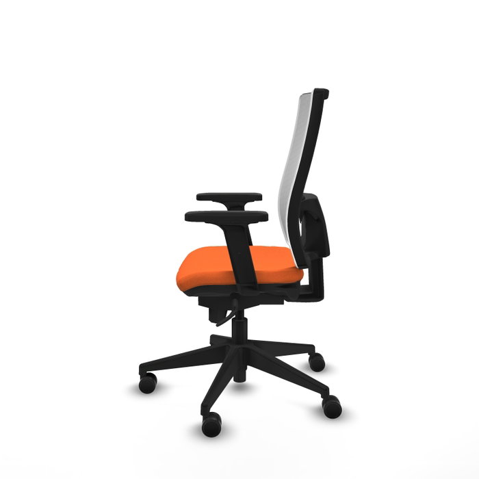 PIQUERAS Y CRESPO Silla de oficina Horna con Mecanismo Sincro, Tela Naranja y Malla Blanca