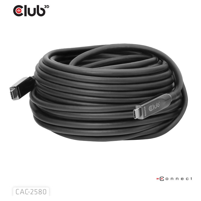 Club 3D USB Type C CAC-2580 Cable USB-C a USB-C 15 m Negro, Bi-Direccional, 10 Gbit/s, USB PD 60W, Carga Rápida, Plug and Play