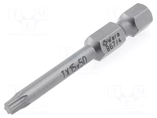 WERA Punta de destornillador Torx® TX15 1/4 pulgada 50 mm WERA Punta de destornillador Torx® TX15 1/4 pulgada 50 mm