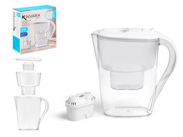 Kinvara Jarra Purificadora de Agua con Filtro 2,6L, Capacidad 2.6 Litros, Dimensiones 26x26.5x10.8 cm, Color Blanco Transparente (Set de 6)