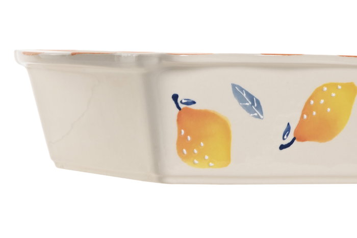 DKD Home Decor Bandeja de Gres Limones 25 con Relieve 32,5x20,3x7,5 cm