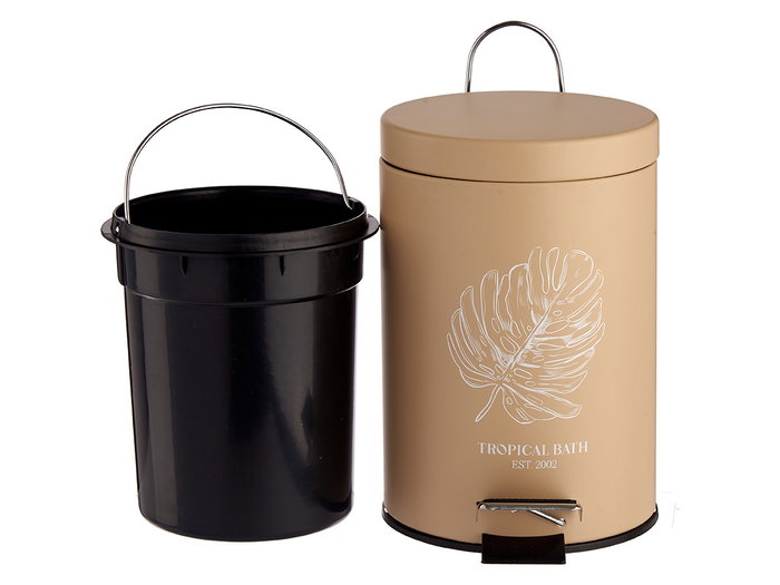 Berilo Papelera Tropical Bath 3 L Beige Blanco 23 x 24.5 x 17 cm (Set de 6)