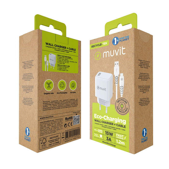 Cargador de Pared Muvit Blanco 12 W Cargador de Pared Muvit Blanco 12 W