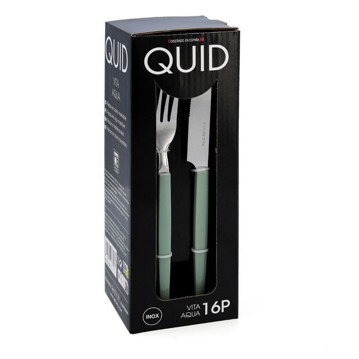 Set 16 Cubiertos Acero Inox y Mango Pp Vita Aqua Quid 18-0-1,5 mm Set 16 Cubiertos Acero Inox y Mango Pp Vita Aqua Quid 18-0-1,5 mm