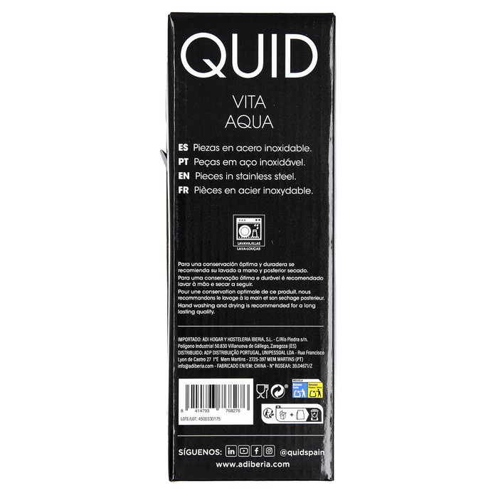 Set 16 Cubiertos Acero Inox y Mango Pp Vita Aqua Quid 18-0-1,5 mm Set 16 Cubiertos Acero Inox y Mango Pp Vita Aqua Quid 18-0-1,5 mm