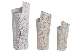 DKD Home Decor Set de 3 Jarrones de Metal 23x22x55 cm