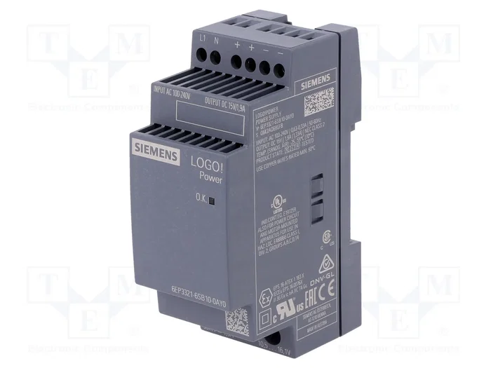 SIEMENS LOGO!Power 28,5W 15VDC Alimentador de impulso SIEMENS LOGO!Power 28,5W 15VDC Alimentador de impulso