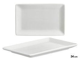 Vessia Bandeja de Porcelana Rectangular Blanca con Borde Ancho, 34.5 cm (Set de 12)