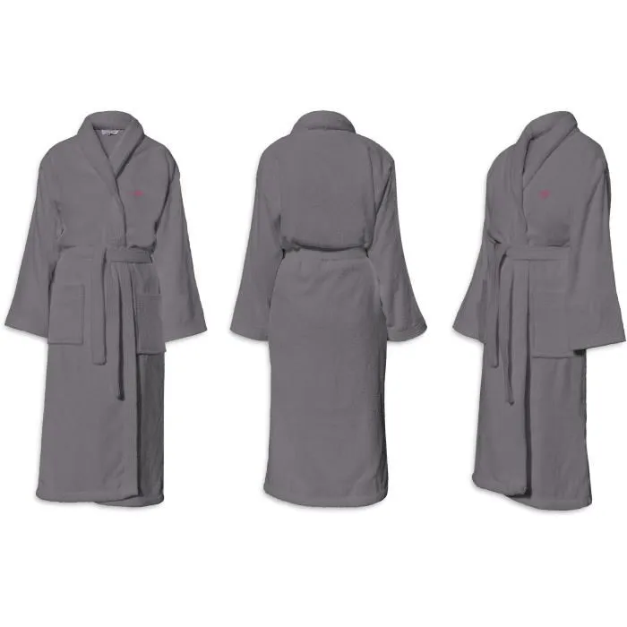 Le Temps D'Un Bain Bata de baño unisex 100% algodón 500 g/m² suave absorbente talla M gris oscuro