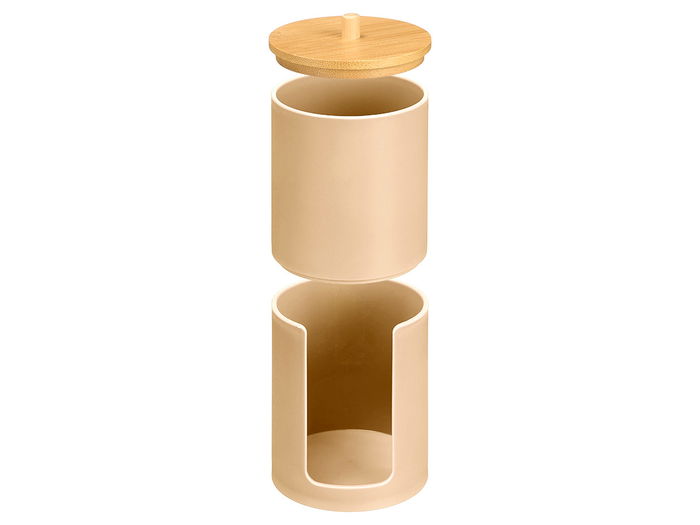 Berilo Bote Plastico Doble Tapa Bambu Beige 7 x 18 x 7 cm (Set de 24)