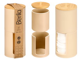 Berilo Bote Plastico Doble Tapa Bambu Beige 7 x 18 x 7 cm (Set de 24)