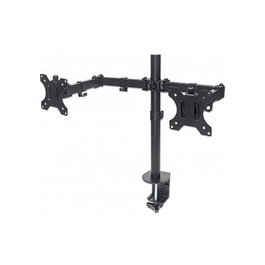 MANHATTAN Soporte Doble de Sobremesa con Brazo Articulado para 2 Monitores 13"-32" (33-81,3cm), Carga 8kg por Pantalla, Compatible VESA 75x75 y 100x100 mm, Negro