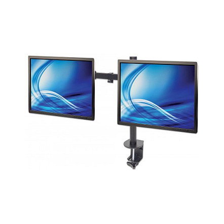 MANHATTAN Soporte Doble de Sobremesa con Brazo Articulado para 2 Monitores 13"-32" (33-81,3cm), Carga 8kg por Pantalla, Compatible VESA 75x75 y 100x100 mm, Negro MANHATTAN Soporte Doble de Sobremesa con Brazo Articulado para 2 Monitores 13"-32" (33-81,3cm), Carga 8kg por Pantalla, Compatible VESA 75x75 y 100x100 mm, Negro