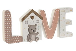 DKD Home Decor Decoración MDF LOVE Beige y Blanco