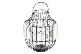 DKD Home Decor Portavelas Moderno Negro Transparente Metal Cristal 20x20x25 cm (2 Unidades)