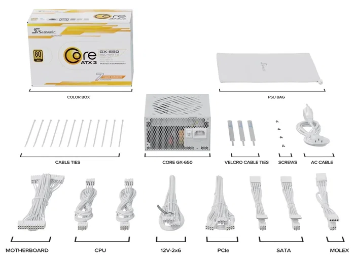 Seasonic CORE GX-650-V2-White 650W ATX 3.1 Blanco Seasonic CORE GX-650-V2-White 650W ATX 3.1 Blanco