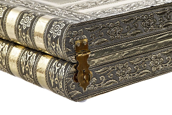 DKD Home Decor Joyero Marron Plateado Madera y Aluminio (2 Unidades) 27 x 21 x 7 cm