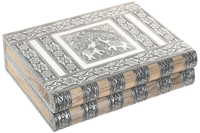 DKD Home Decor Joyero Marron Plateado Madera y Aluminio (2 Unidades) 27 x 21 x 7 cm