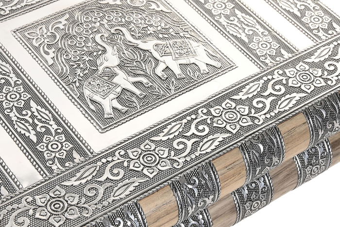 DKD Home Decor Joyero Marron Plateado Madera y Aluminio (2 Unidades) 27 x 21 x 7 cm