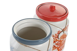 DKD Home Decor Bote Atlantico Colección Coral 22 Azul Fucsia 15x22x15 cm (2 Unidades)