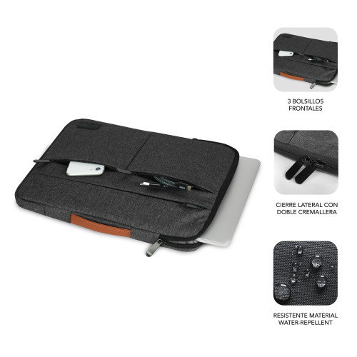 Subblim Funda Air Padding 360 Sleeve 13,3-14 Pol, Gris Oscuro