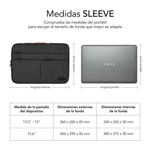 Subblim Funda Air Padding 360 Sleeve 13,3-14 Pol, Gris Oscuro
