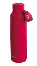 QUOKKA Botella Termo 630 ml Acero Inoxidable Color Rojo Cereza con Colgador, Aislamiento Térmico y Sin BPA