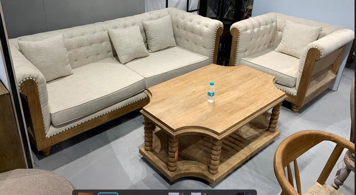 DKD Home Decor Mesa de Centro de Mango Torneada Natural