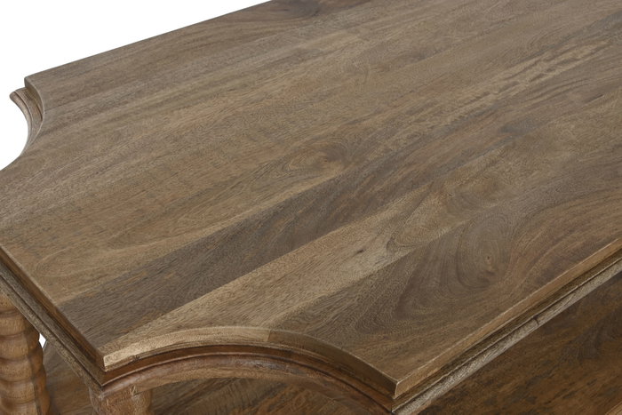 DKD Home Decor Mesa de Centro de Mango Torneada Natural