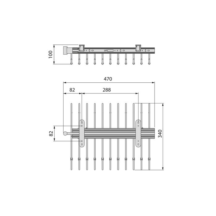 Emuca Pantalonero extraíble, 11 varillas, guías de extracción total, Acero, Titanio
