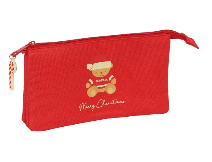 Safta Portatodo Triple Osito Rojo Felices Fiestas 22x12x3cm Safta Portatodo Triple Osito Rojo Felices Fiestas 22x12x3cm