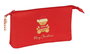Safta Portatodo Triple Osito Rojo Felices Fiestas 22x12x3cm