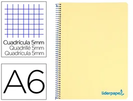 Liderpapel Cuaderno Espiral A6 Micro Wonder Tapa Plástico 120 Hojas 90gr Cuadro 5mm 4 Bandas Color Amarillo