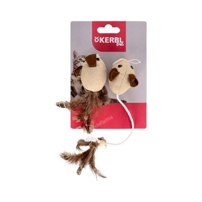 Kerbl Juguete Ratones con Plumas Nature 4,5cm