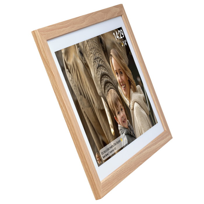 Denver Frameo PFF-2162LW Marco Digital de 21.5 Pulgadas, 1920x1080 Full HD, Pantalla IPS Táctil, WiFi, 32 GB, Alimentación CA, Color Marrón Claro