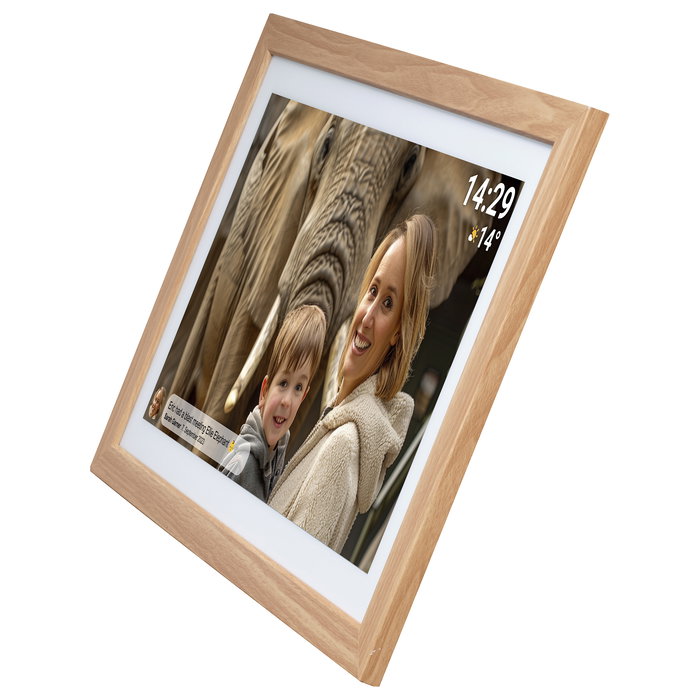 Denver Frameo PFF-2162LW Marco Digital de 21.5 Pulgadas, 1920x1080 Full HD, Pantalla IPS Táctil, WiFi, 32 GB, Alimentación CA, Color Marrón Claro