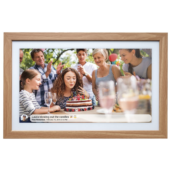 Denver Frameo PFF-2162LW Marco Digital de 21.5 Pulgadas, 1920x1080 Full HD, Pantalla IPS Táctil, WiFi, 32 GB, Alimentación CA, Color Marrón Claro