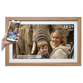 Denver Frameo PFF-2162LW Marco Digital de 21.5 Pulgadas, 1920x1080 Full HD, Pantalla IPS Táctil, WiFi, 32 GB, Alimentación CA, Color Marrón Claro