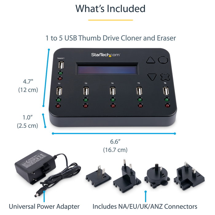 StarTech.com Duplicador USB 2.0 1:5 Autónomo para Pendrives y Tarjetas de Memoria - Clonador y Borrador con Pantalla LCD, Hasta 1.5 GB/min - Negro StarTech.com Duplicador USB 2.0 1:5 Autónomo para Pendrives y Tarjetas de Memoria - Clonador y Borrador con Pantalla LCD, Hasta 1.5 GB/min - Negro