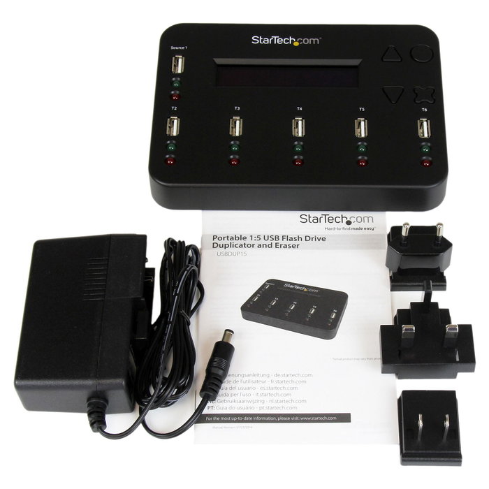 StarTech.com Duplicador USB 2.0 1:5 Autónomo para Pendrives y Tarjetas de Memoria - Clonador y Borrador con Pantalla LCD, Hasta 1.5 GB/min - Negro StarTech.com Duplicador USB 2.0 1:5 Autónomo para Pendrives y Tarjetas de Memoria - Clonador y Borrador con Pantalla LCD, Hasta 1.5 GB/min - Negro