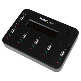 StarTech.com Duplicador USB 2.0 1:5 Autónomo para Pendrives y Tarjetas de Memoria - Clonador y Borrador con Pantalla LCD, Hasta 1.5 GB/min - Negro