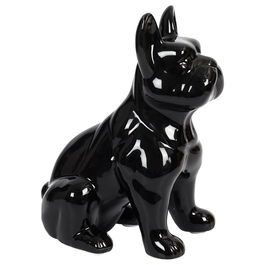 Home Deco Factory Escultura Bulldog Cerámica Negro Brillante 20 cm Colección Galerie