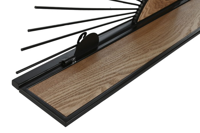DKD Home Decor Estanteria Pared Negro Natural Metal MDF 10.5 x 28 x 58 cm