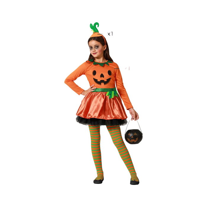 Disfraz de Calabaza Naranja con Gorro para Niña 5-6 Años Halloween